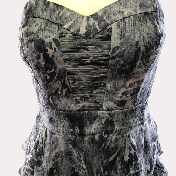 Guess Ruffled Strapless Grey Party Dress Size 7 - Picture 2 of 10
